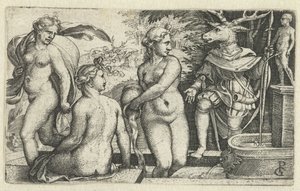 Diana promění Acteona za trest v jelena od Georg Pencz