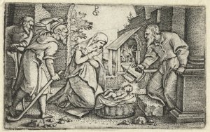 Narození a klanění pastýřů Život Krista (název série) od Georg Pencz