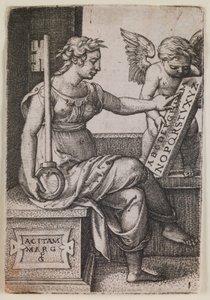 Grammatica, z cyklu "Svobodná umění", asi 1541 (rytina) od Georg Pencz