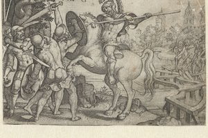 Horace Cocles brání most přes Tiberu Příběhy z rané římské historie (název série) od Georg Pencz