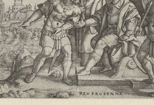 Porsenna slyší, že Cloelia utekla Rex Prosenna Cloelia (titul na objektu) Příběhy z rané římské historie (název série) od Georg Pencz