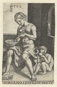 Chuť (Gustus) Gvstvs simia nos svperat gvstv (název na objektu) Five Senses (název série) od Georg Pencz