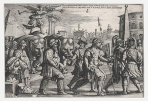Triumph of Fame on Chastity, z The Triumphs of Petrarc. od Georg Pencz