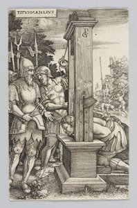Titus Manlius přihlíží popravě svého syna od Georg Pencz