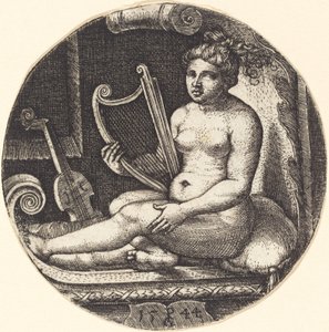 Žena s harfou od Georg Pencz