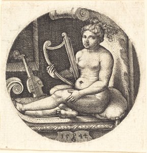 Žena s harfou od Georg Pencz