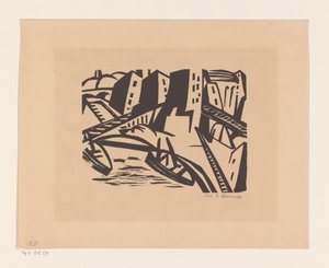 Lodě na nábřeží ve městě od Georg Schrimpf (signed by artist)
