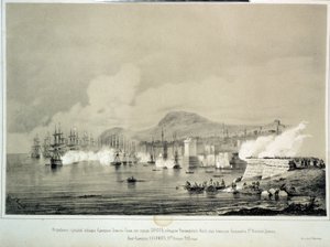 Bitva u Sinopu 30. listopadu 1853 (litografie)
