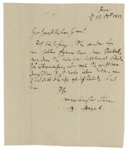 Autogram pro Gebruder Ramann (obchodníci s vínem v Erfurtu), Jena od Georg Wilhelm Friedrich Hegel