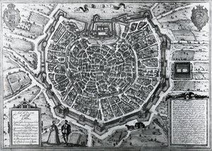 Mapa města Milána, v roce 1572, Antonio Lafreri (1512-1577), publikoval Georg Braun a Franz Hogenberg, Itálie od Georg Braun and Hogenberg Franz