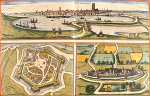 Dunkirk, Gravelines, Bourbourg, Francie od Georg and Hogenberg Franz (1535 90) Braun