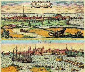 Hafnia / Kobenhavn, Dánsko od Georg Braun and Hogenberg Franz