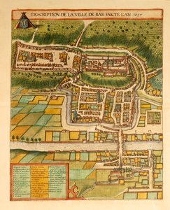 Mapa Bar-Le-Duc z druhé světové války od Georga Brauna od Georg Braun and Hogenberg Franz