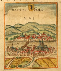 Mapa Basileje z Civitates Orbis Terrarum od Georga Brauna od Georg Braun and Hogenberg Franz