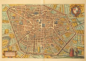 Mapa Bologne z Civitates Orbis Terrarum od Georga Brauna od Georg Braun and Hogenberg Franz