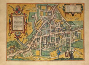 Mapa Cambridge ze Spojených států amerických od Georga Brauna od Georg Braun and Hogenberg Franz