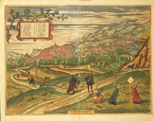 Mapa Granady z mapy světa od Georga Brauna od Georg Braun and Hogenberg Franz