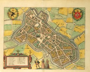 Mapa Lille z druhé světové války od Georga Brauna od Georg Braun and Hogenberg Franz