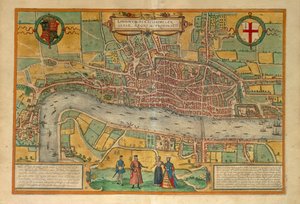 Mapa Londýna z Civitates Orbis Terrarum od Georga Brauna od Georg Braun and Hogenberg Franz