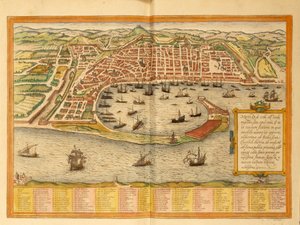 Mapa Messiny z mapy světa od Georga Brauna od Georg Braun and Hogenberg Franz