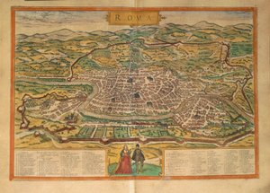 Mapa Říma z druhé světové války od Georga Brauna od Georg Braun and Hogenberg Franz