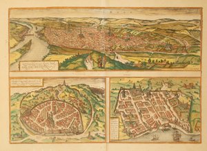 Mapa Rouen, Nimes a Bordeaux z druhé světové války od Georga Brauna od Georg Braun and Hogenberg Franz