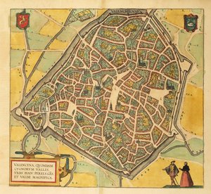 Mapa Valenciennes ze Spojených států amerických od Georga Brauna od Georg Braun and Hogenberg Franz
