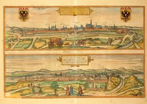 Mapa Vídně a Budína z druhé světové války od Georga Brauna od Georg Braun and Hogenberg Franz