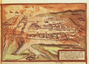 Mapa ostrova Malta od Georga Brauna od Georg Braun and Hogenberg Franz