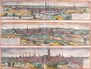 s-Hertogenbosch, Leuven, Machelen, Nizozemsko, Belgie od Georg and Hogenberg Franz (1535 90) Braun