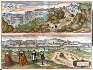 Acquapendente (provincie Viterbo) a Treviso, Itálie (rytina od Georg Braun and Hogenberg Franz