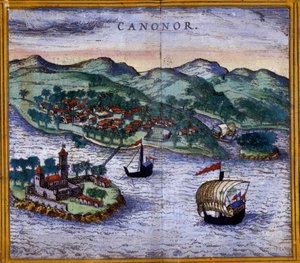 Pohled na Canonor (nebo Cannanore) v Indii z edice „Civitates Orbis Terrarum“ od Brauna a Hogenberga od Georg Braun and Hogenberg Franz