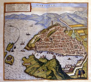 Pohled na Marseille z Atlasu Braun a Hogenberg od Georg Braun and Hogenberg Franz