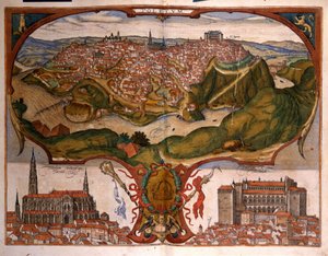 Pohled na město Toledo v 16. století. Rytina od George Brauna ve svazku I „Civitatis Orbis Terrarum“ od Franze Hogenberga (1535-1590) od Georg Braun and Hogenberg Franz