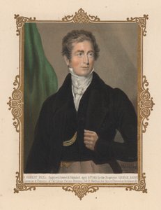 Sir Robert Peel , britský politik a dvojnásobný premiér (barva litho) od George (after) Baxter