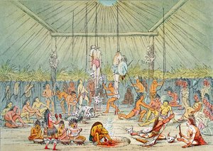 Mandanský obřad (barevná litografie)