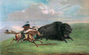 Tisk po Buffalo Hunt od George Catlina, kolem roku 1920 (sítotisk) od George (after) Catlin