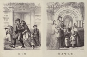Gin and Water (rytina) od George (after) Cruikshank