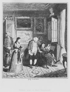 Návštěva Hildy u Abela Beechcrofta (rytina) od George (after) Cruikshank