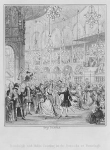 Randulph a Hilda tančí v rotundě v Ranelagh (rytina) od George (after) Cruikshank
