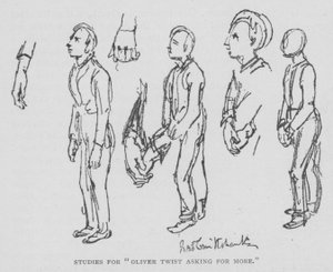 Studie pro "Oliver Twist žádá více" (rytina) od George (after) Cruikshank