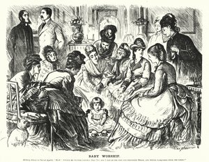 Punch cartoon: Baby Worship (rytina) od George (after) Du Maurier