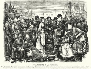 Punch cartoon: Billingsgate a la Francaise (rytina) od George (after) Du Maurier