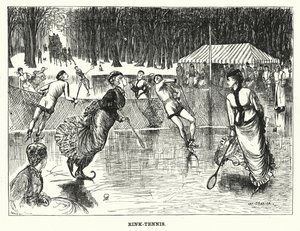Punč karikatura: Rink-Tennis (rytina) od George (after) Du Maurier