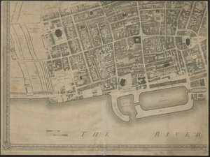 „Nový a přesný plán města a přístavu Leverpool“, z průzkumu, vyryl Thomas Kitchin od George (after) Perry