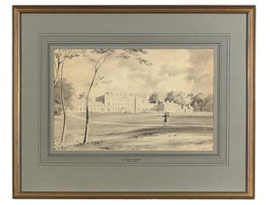 Carton House, Co. Kildare, sídlo vévody z Leinsteru (tužka a šedá barva) od George (after) Petrie