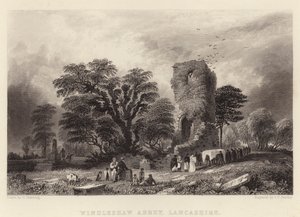 Windleshaw Abbey, Lancashire (rytina) od George (after) Pickering