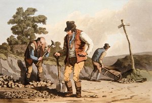 Stone Breakers, z ‚Costume of Yorkshire‘ vyrytý Robertem Havellem (1769-1832) 1814 (barevně lito) od George (after) Walker