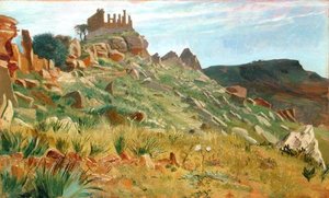 Chrám Juno Lacina, Agrigento, Sicílie (olej na panelu)