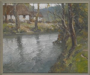 Šedý den v Normandii, kolem roku 1910 (olej na plátně) od George Ames Aldrich
